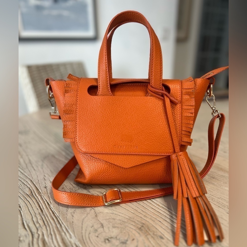 Sergio Gavazzeni Bag Gorgeous petite Crossbody soft Leather Burnt Orange NWOT